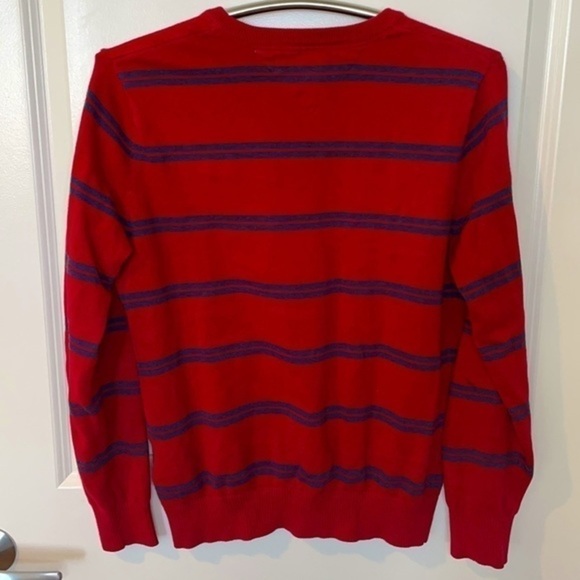 TOMMY HILFIGER | Women’s Red Sweater with Dark Blue Stripes Size SP - Picture 7 of 7